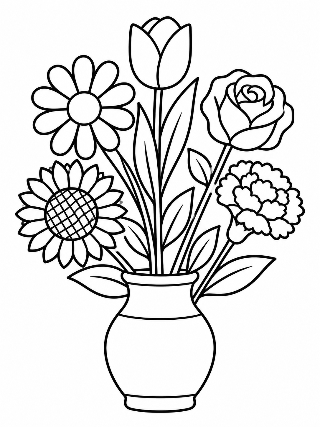 Coloring page Flower Bouquet